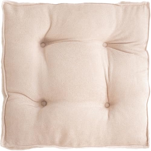 Square Poly-Cotton Seat Cushions (Pack of 1/2/4) – 3 Inch Thick Tufted Floor Pillows & Chair Pads, Soft Tatami Mat for Dining Room, Office, Kitchen & Living Room(Beige,40x40cm 1pc) - color: Beige, size: 40x40cm 1pc