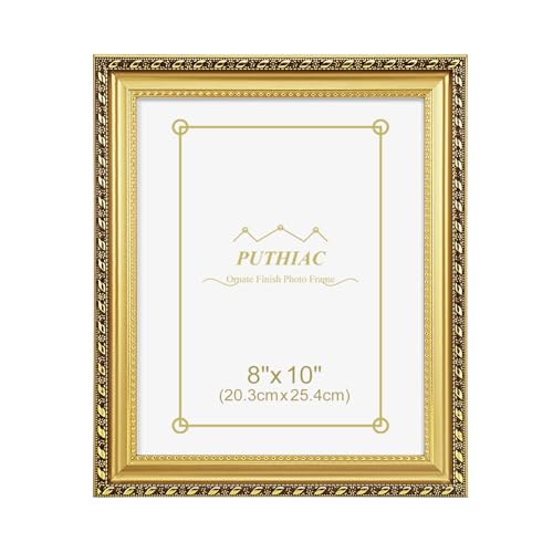 8x10 Gold Picture Frame, Vintage Ornate Decorative Photo Frame, Tabletop or Wall Display, Acrylic Front, Antique Gold - color: Antique Gold, size: 8x10