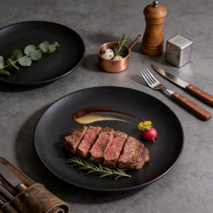 Restaurant Value, Stoneware Coupe Shape Plate 10.5", Matte Black, Case of 12 - color: Matte Black, size: Plate 10.5"