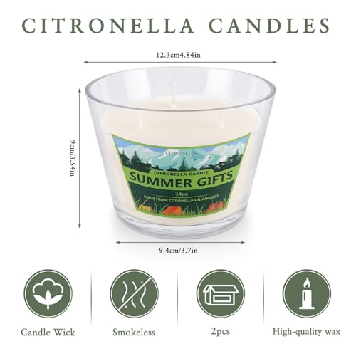 2 Pack 3-Wick Glass Cup Citronella Candles(14oz), Natural Soy Wax Clean Burning & Smokeless,citronella Scented Candle & Outdoor Candle,Camping Bar Counter Yard, Summer Gift. - color: 2Pack1-3WickClear cup