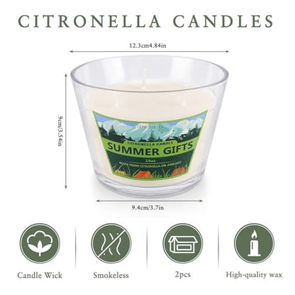 2 Pack 3-Wick Glass Cup Citronella Candles(14oz), Natural Soy Wax Clean Burning & Smokeless,citronella Scented Candle & Outdoor Candle,Camping Bar Counter Yard, Summer Gift. - color: 2Pack1-3WickClear cup