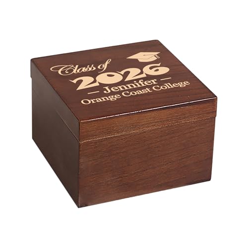 Personalized Graduation Keepsake Box for Him Her, Custom Graduation Gifts | Wooden Memory Box, Grauation Gift Box, Wood Box for Jewelry, Mementos & Photos Storage, Customize Grad Year, Name & Message - size: 5.9"L x 5.9"W x 3.9"H, style: Graduation
