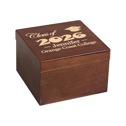 Personalized Graduation Keepsake Box for Him Her, Custom Graduation Gifts | Wooden Memory Box, Grauation Gift Box, Wood Box for Jewelry, Mementos & Photos Storage, Customize Grad Year, Name & Message - size: 5.9"L x 5.9"W x 3.9"H, style: Graduation