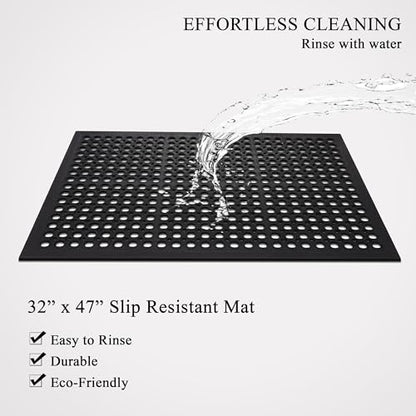 A1 Home Collections Anti Fatigue Mat, 0.6" Thick Heavy Duty Rubber Floor Mat with Drainage Holes - Non-Slip Kitchen, Bar & Restaurant Mat, 32x47 in (2 Pack) - size: 2 Pack - 47"L x 32"W x 0.6"Th