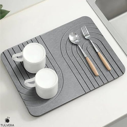 Stone Dish Drying Mat for Kitchen Counter – Diatomaceous Earth Drying Mat | Fast-Absorbing, Minimalist Design, Durable Diatomite | Non-Slip, Heat Resistant, Easy-to-Clean | USA Brand | 15.7”x11.8”