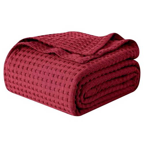 Elegant Comfort Premium 100% Cotton Waffle Blanket - Lightweight Breathable Waffle Weave Bed Blanket - Soft and Warm All Season Blanket for Couch, Sofa and Bed, TwinXL Size 68x90 Inches, Burgundy - color: Burgundy, size: Twin XL