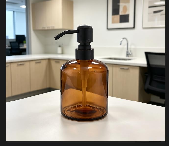 Clear Glass Soap Dispenser, 11 Oz Boston Round Bottle Dispenser with Stainless Steel Pump, Refillable Kitchen & Bathroom Countertop Dish Soap Dispenser, Oil Rubbed Bronze - color: Oil Rubbed Bronze