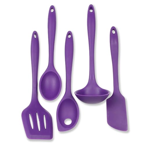 Chef Craft Premium Silicone Kitchen Tool and Utensil Set, 5 Piece, Purple - color: Purple, size: 5 Piece Set