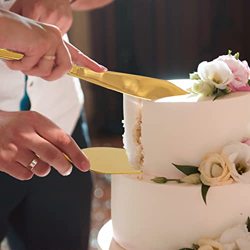 Wedding Cake Cutting Set, Champagne Flutes and Cake Knife | Cake Cutting Set for Wedding, Wedding Registry Must Haves, Bride And Groom Champagne Glasses for Wedding Gifts - color: MR & MRS Gold