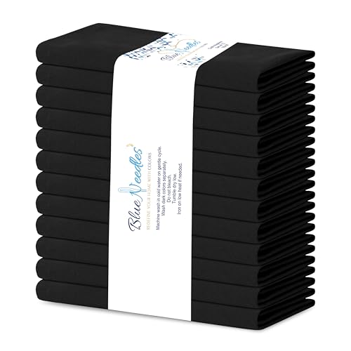Blue Needles Solid Cloth Napkins Set of 12 Black 100% Cotton Dinner Napkins 18x18 inches - Soft, Reusable, Absorbent & Washable Linen, Ideal for Wedding Events Farmhouse Parties Hotel & Everyday Use - color: Black, size: 18" x 18" (Set of 12)