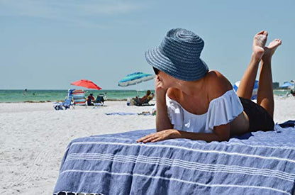 Bersuse Towels Anatolia XL Beach Blanket Throw Blanket Turkish Towel 100% Cotton Extra-Large Quick-Dry Lightweight Premium Peshtemal Towel - 61x82 Inches, Dark Blue - color: Dark Blue