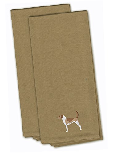 Caroline's Treasures BB3398TNTWE American Foxhound Tan Embroidered Towel Set of 2 Decorative Bathroom Guest Hand Towel for Hand, Face, Tea, Dishcloth, 19 X 25, Tan - color: Tan, style: American Foxhound