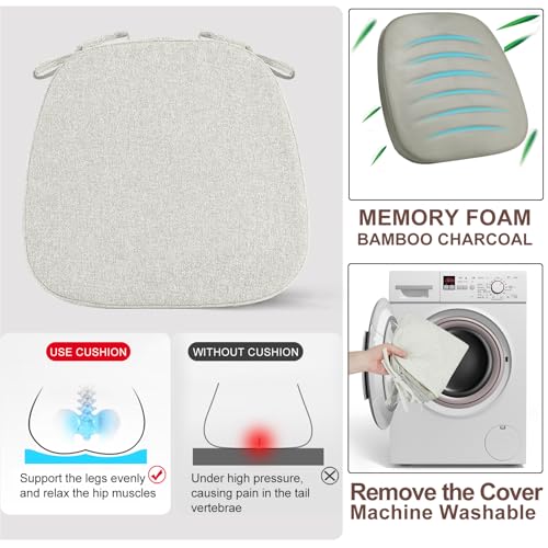 SINOSSO 1 Pack Memory Foam Chair Cushions for Dining Chair, Friendly Woven Fabric 16" U-Shape Comfortable Kitchen Chair Pad, Removable Slip Resistant Seat Cushion (1 Piece, Beige-Gray) - color: Beige-gray
