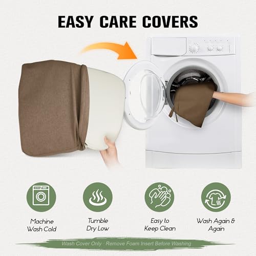 kingphenix Chair Cushions for Dining Chairs, Set of 6, 2.5 Inches Thick | High-Density Foam Kitchen Chair Cushions with Ties, Non-Slip Bottom and Removable Machine-Washable Covers, 17 x 16 in, Brown - color: Brown, size: 6 Count(Pack of 1)