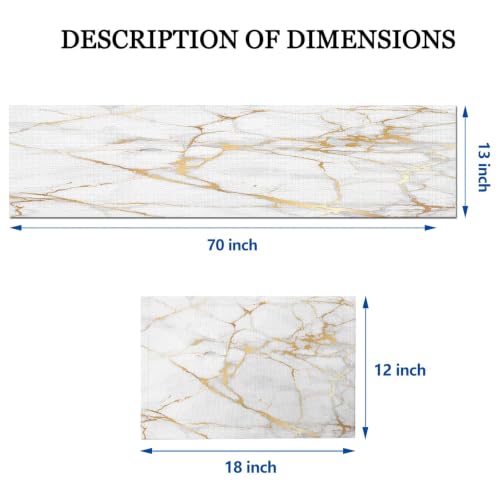 Mcalk Luxury Gold Marble Table Runner and Placemats Set of 6 Pieces, Gold Marble Placemats, Modern Cloth Place Mats Indoor for Kitchen,Washable Linen Material for Dining Table - color: 02marble Luxury Gold