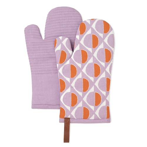 Folkulture Oven Gloves, Oven Mitts with Hanging Loop - Set of 2 (12"x5.5") | Cute, 100% Cotton, Silicone, Heat Resistant, Green, Cooking Gifts for Women, BBQ, Baking, Kitchen Décor, Halloween Décor - color: Abstract Fusion