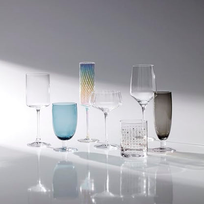 Lenox Tuscany Classics Angled Optic Coupe Glasses, Set of 6 | european glass, 7 inch height | 3.5 inch diameter | elegant vintage-inspired cocktail glasses | 12oz - style: Coupe Glasses, Angled