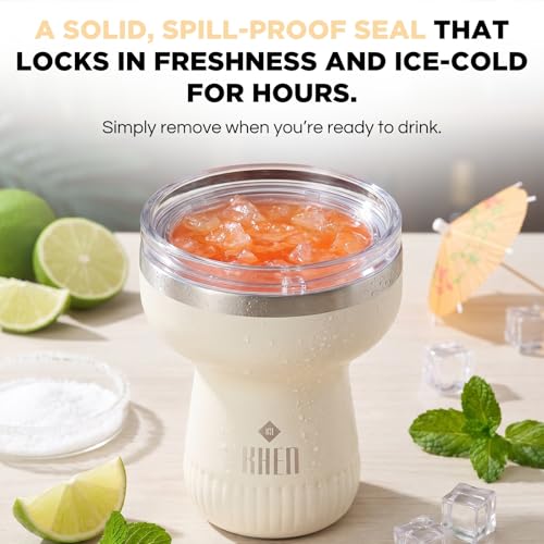 Double Wall Insulated Margarita Tumbler, Cocktail Cup - Cream Color, 16 oz | Keeps Drinks Cold 12+ Hours, Shatterproof, Portable, Travel Friendly Perfect for Margaritas, Martinis, Cocktails & Mix Drinks - color: Cream
