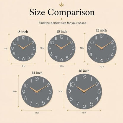 cicininc 8 Inch Battery Operated Wall Clock, Silent Analog, Gray | Kitchen | Office | Bedroom | Bathroom | Small Size | Easy-to-read Numbers - color: A_gray, size: 8"