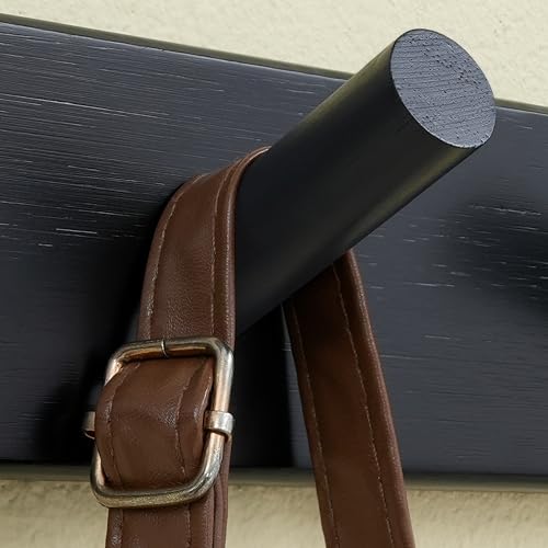 SKOLOO Coat Rack Wall Mount 17 inch, 5 Hooks, Bamboo, Shaker Style, Black | Wooden hooks for wall, painted finish, 100-lb cap, entry/bath/bed, hanging backpack coat towel hat, 16" stud spacing - color: Black, size: 17 inch