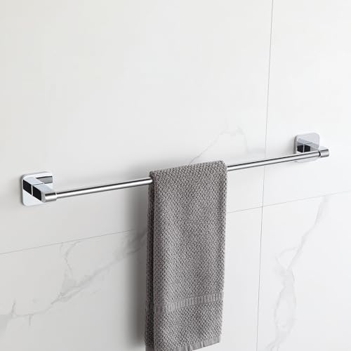 Bathroom Accessories Set, 4 Pieces Bathroom Hardware Set, 24 inch Towel Bar, Towel Racks, Robe Towel Hooks, Toilet Paper Holder Wall Mounted Or Self-Adhesive,Stainless Steel and Plastic (Chrome) - color: Chrome