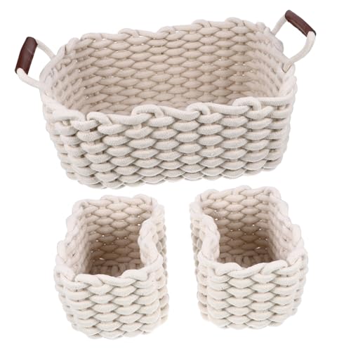 3Pcs Eco-friendly Nesting Storage Baskets with Handles Versatile Woven Boxes for Household Organization and Home Decoration Safe for Play