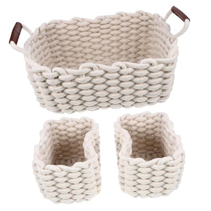 3Pcs Eco-friendly Nesting Storage Baskets with Handles Versatile Woven Boxes for Household Organization and Home Decoration Safe for Play