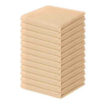 Homaxy 100% Cotton Waffle Weave Kitchen Dish Cloths 12-Pack, Apricot | 12 x 12 Inches, Ultra Soft Absorbent Dish Towels, Quick Drying Dish Rags with Hanging Loop - color: Apricot, size: 12 X 12 - 12 Pack