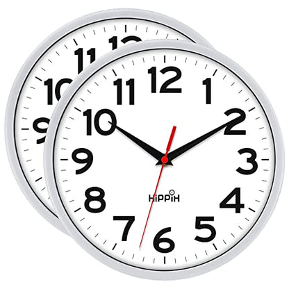 10 Inch Wall Clock, 2Pack Silent Non Ticking Battery Operated Clocks | Silver Analog Clock| Living Room, Office, Classroom, Bedroom, Kitchen, Bathroom| Modern Simple Style| Easy to Read | Accurate - color: Silver, size: 10 inches
