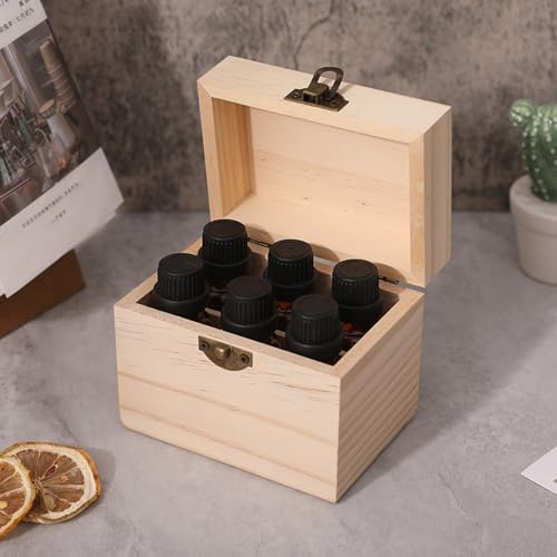 Anktily Unfinished Wooden Storage Organizer Box with Lid, Unpainted Wood Case Box for Small Keepsakes, Jewellery, Tea Bag Holder Case (6 Grids) - style: 6 Grids