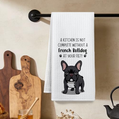 Funny French Bulldog Kitchen Towels, Absorbent Microfiber Decorative Dish Cloth Tea Towel, Waffle Soft Hand Towels for Kitchen Home Bathroom, Dog Lover Gifts 5 - color: Lm 338