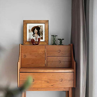 IKEREE 6x6 Rustic Picture Frames with Natural Bark Edges, Brown Wood Photo Frame for Tabletop or Wall Mounting Display - size: 6x6 inch