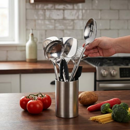 LIANYU Stainless Steel Cooking Utensils Set, 31 PCS Metal Kitchen Utensils | Non-toxic Complete Kitchen Tools with Holder, Include Spatula, Turner, Spoon, Potato Pusher, Heat Resistant & Dishwasher Safe