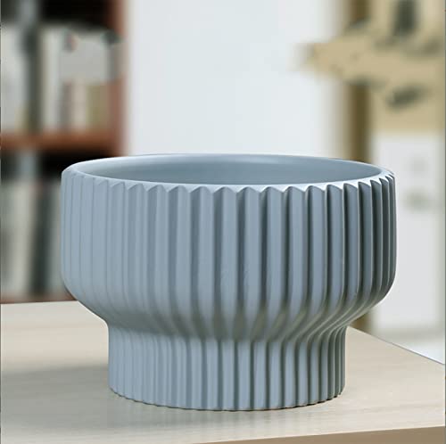Puoyik 2 Piece Set of Flower Pots 8/6 inches, Ceramic Flower Pots with Drainage Holes, Indoor and Outdoor Plant Flower Planter (7.8/5.9 Blue) - color: 7.8/5.9 Blue