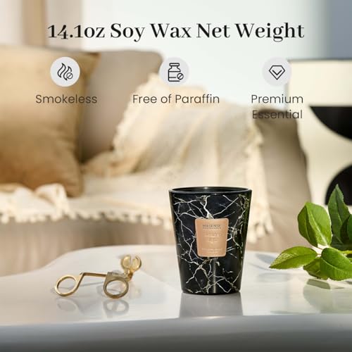 M&SENSE Leather Night Scented Soy Candle, 3 Wick Highly Scented 14.1 Oz 75H, Aromatherapy Christmas Gift for Women and Men - color: LeatherNight, size: Medium