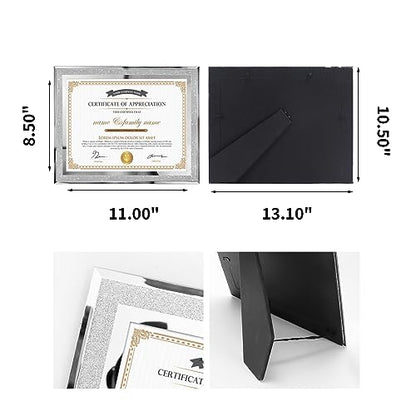 Hoikwo 8.5 by 11 Picture Frames, 6 Pack 8.5x11 Bling Glass Frames – For Small Business Licenses, School Certificates, Family Awards & Office Diplomas, Tabletop Display Only – Vertical or Horizontal - size: Bling-8.5x11-6 Frames