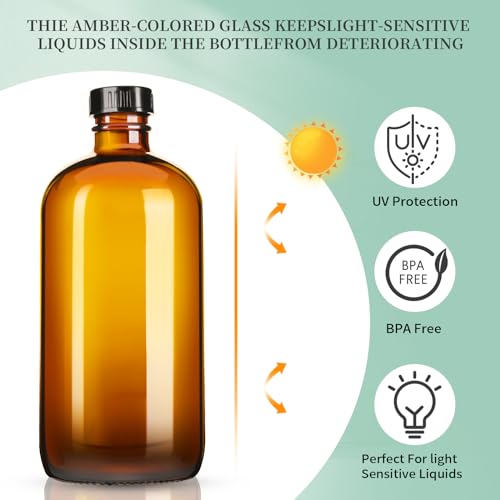 GIVAMEIHF 16oz Amber Glass Spray Bottles,6 Pack Glass Spray Bottles Refillable Empty Bottle with Adjustable Nozzle,Spray Bottle for Essential Oils,Cleaning,Pets,Hair Mister