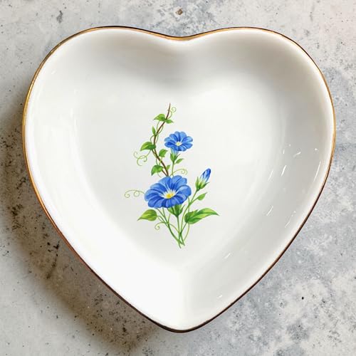 Birth Month Flower Ring Jewelry Dish Tray-Floral Ring Holder for Hippie,Nature,Pace-Birthday Gifts for Mom,Mother-in-law,Step Mom,Aunt,Grandma,Sister,Friends (9 - September (Morning Glory)) - style: 9 - September (Morning Glory)