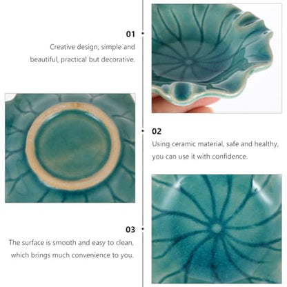 Ceramic Wax Melt Warmer Dish Replacement, Lotus Aromatherapy Oil Burner Plate, Fragrance Heating Tray for Electric Diffuser Lamp & Candle Tart Melter Blue