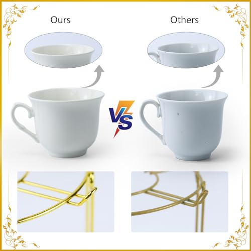 20 Pieces Porcelain Tea Set With Metal Holder, European Ceramic tea set for adults,Flower Tea Set,Tea Set For Women With Flower Painting (Large version, Deep yellow) - color: Deep yellow