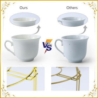 20 Pieces Porcelain Tea Set With Metal Holder, European Ceramic tea set for adults,Flower Tea Set,Tea Set For Women With Flower Painting (Large version, Deep yellow) - color: Deep yellow