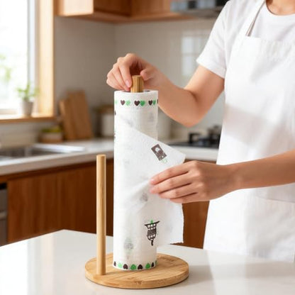 4 Pcs Bamboo Paper Towel Holder, Natural Bamboo Wooden Countertop Standing Paper Towel Holder, Free-Standing Kitchen Roll Hanger Rack for Dining Table Bathroom Bedroom Living Room - color: 4pcs Set