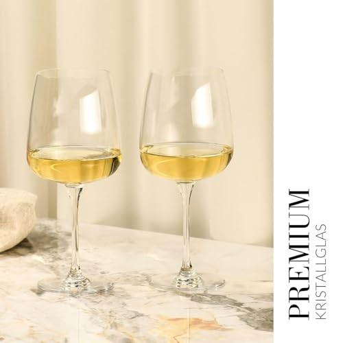 Krosno White Wine Glasses Set of 4, 16.2 oz, Modern Collection | Red Wine Glasses, Rosé, Cocktails, Aperol, Water, Glass, Lead-Free Crystal, Dishwasher Safe, Idea Reaglo - size: 16.2 Ounces