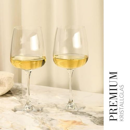 Krosno White Wine Glasses Set of 4, 16.2 oz, Modern Collection | Red Wine Glasses, Rosé, Cocktails, Aperol, Water, Glass, Lead-Free Crystal, Dishwasher Safe, Idea Reaglo - size: 16.2 Ounces
