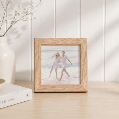 4x4 Picture Frame, Solid Oak Wood 4x4 Photo Frames | 4 x 4 Natural Oak Frame, Wall and Tabletop Display, Natural finish, Set of 2 - color: Natural Oak, size: 4x4 in - 1P
