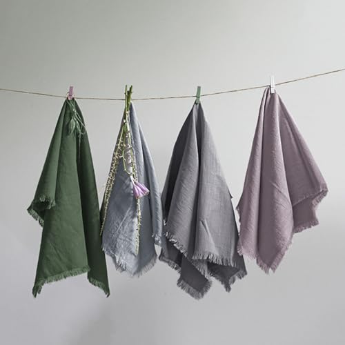 Handmade Cloth Napkins 100% Cotton with Fringe，Delicate Napkins for Dinners, Parties, Weddings and More，18 x 18 Inch Set of 4 - Lavender - color: Lavender