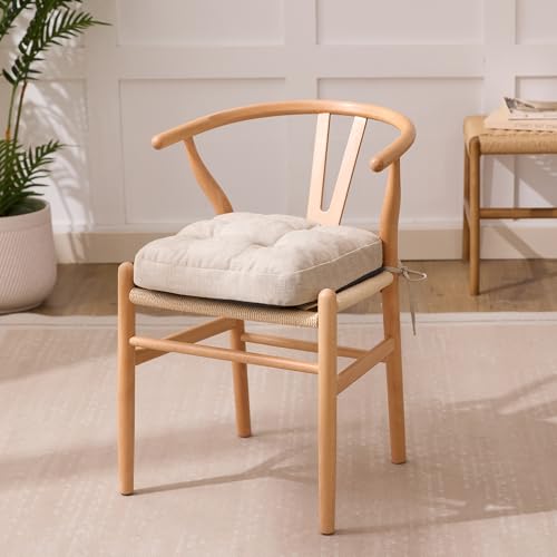 IASEAHK Chair Cushions, Foam Dining Chair Cushions, Tufted Indoor Chair Pads, Set of 6, Beige, 16.5” x 16.5” x 3.5” - color: Beige, size: Pack of 6