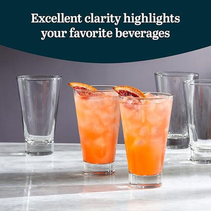 Libbey Bar Essentials Tumbler Glasses Set of 6, 14 ounce, Iconic Heavy Base Drinking Glasses Set, Dishwasher Safe Glass Tumblers for Everyday Use - color: Tumbler Essential 6