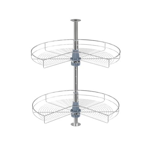 Dowell Base Cabinet Kidney Shape Dia.24 270° Lazy Susan, 2 Shelves, Kitchen Base Corner Cabinet Organizer (Chrome 4001 270 24) - size: Base Cabinet Kidney Shape Dia.24" 270°