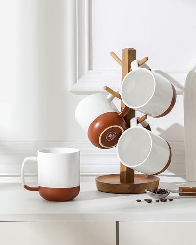 MALACASA Ceramic Coffee Mugs Set of 4, 16oz Coffee Cups, Modern Farmhouse Mugs for Coffee, Latte, Tea, Hot Chocolate, Cappuccino, Milk, Microwave & Dishwasher Safe, Khaki White, Series TARA - color: Khaki White, size: 16 Oz
